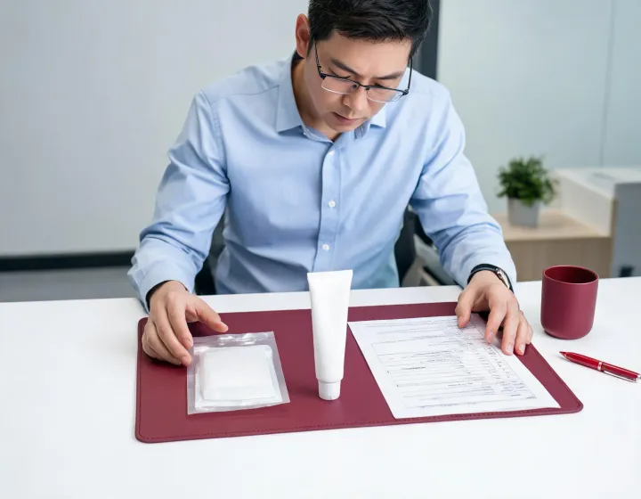 Buyer reviewing hydrogel dressing form and packaging requirements